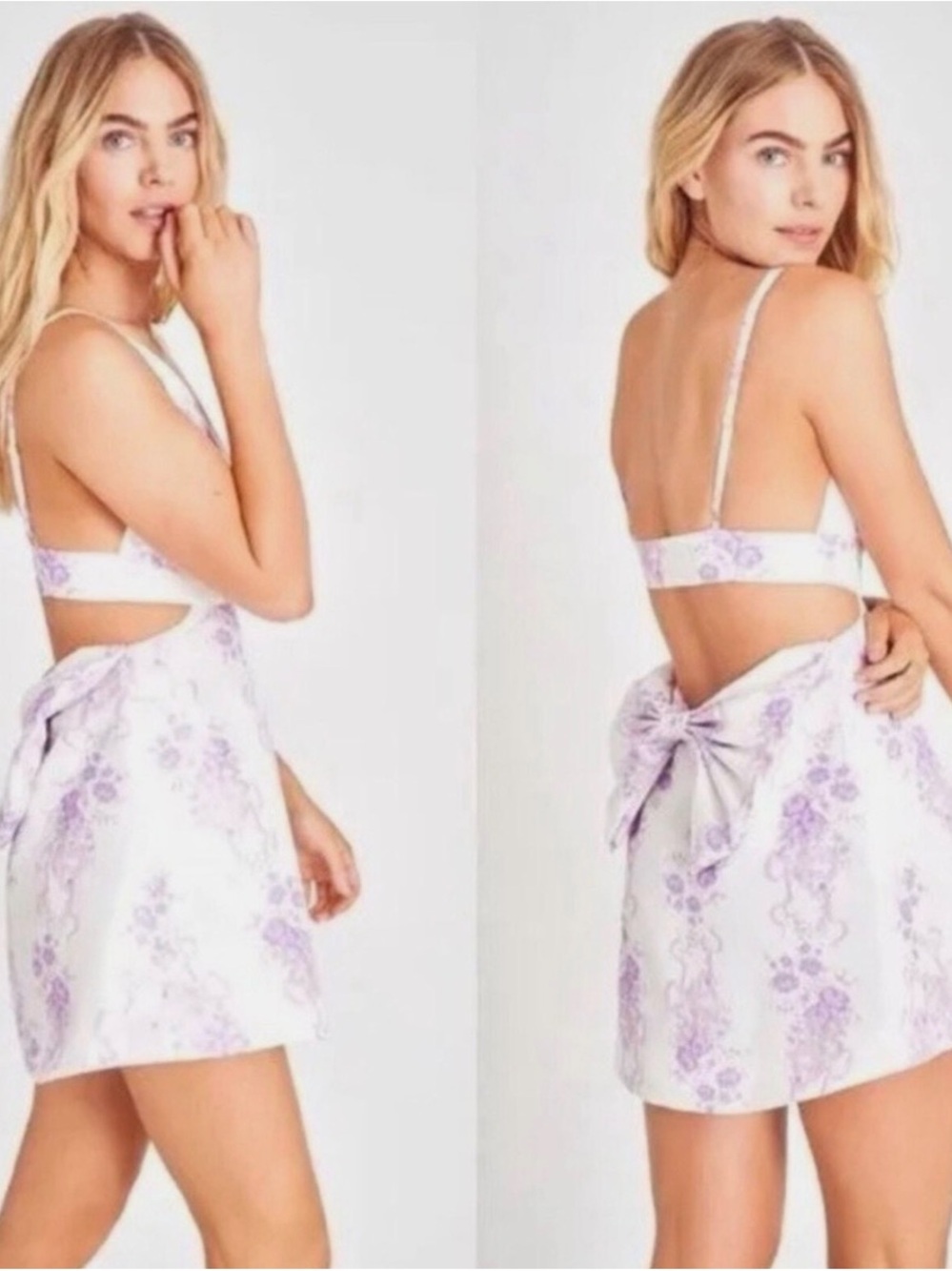 LoveShackFancy 'Till Open Back Dress With Bow in French Lilac Floral Faille